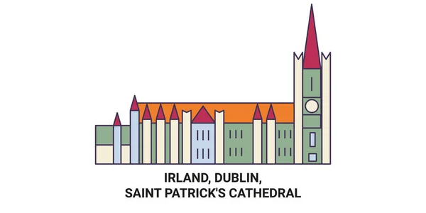 Irland Dublin Saint Patricks大教堂旅行地标线矢量图解 — 图库矢量图片