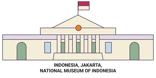 Indonesien Jakarta National Museum Indonesia Reise Meilenstein Linienvektorillustration — Stockvektor