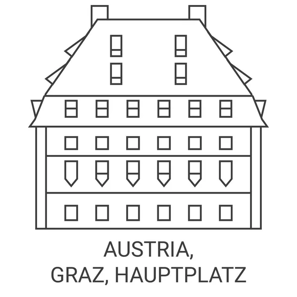 Austria Graz Hauptplatz Podróż Punkt Orientacyjny Linia Wektor Ilustracja — Wektor stockowy