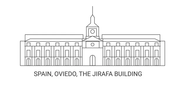 Spagna Oviedo Jirafa Building Illustrazione Vettoriale Riferimento Viaggio — Vettoriale Stock