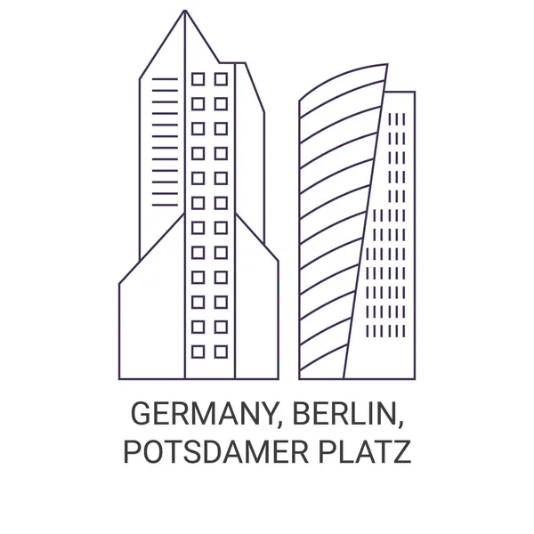 Allemagne Berlin Potsdamer Platz Illustration Vectorielle Ligne Voyage Historique — Image vectorielle