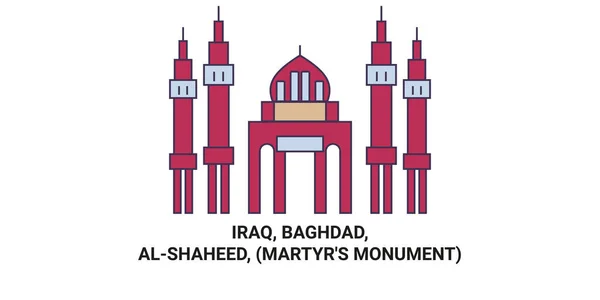 Irak Bagdad Alshaheed Monument Des Martyrs Illustration Vectorielle Ligne Repère — Image vectorielle