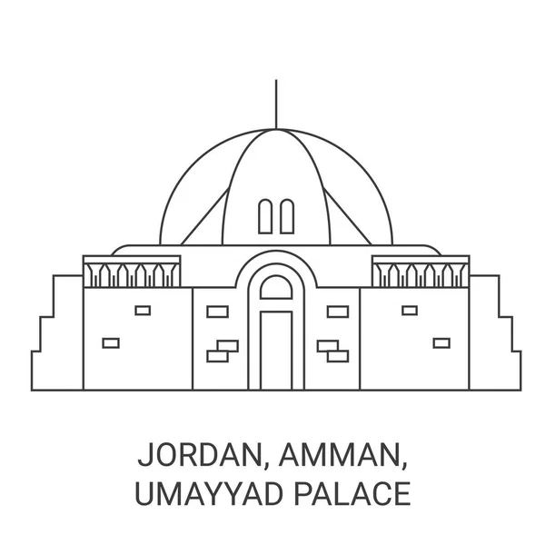 Giordania Amman Palazzo Degli Omayyadi Viaggi Punto Riferimento Linea Vettoriale — Vettoriale Stock