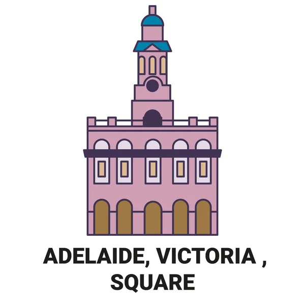 Australia Adelaide Victoria Square Viaggi Punto Riferimento Linea Vettoriale Illustrazione — Vettoriale Stock