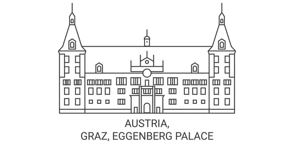 Österrike Graz Eggenberg Palace Resa Landmärke Linje Vektor Illustration — Stock vektor