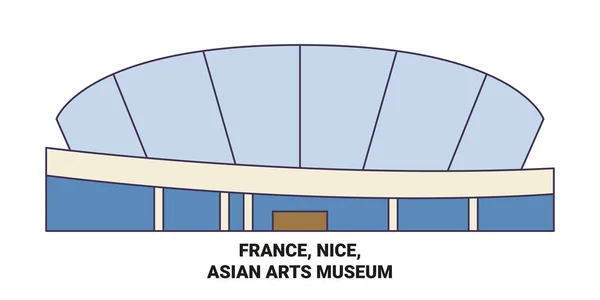 France Nice Asian Arts Museum Travel Landmark Line Vector Illustration — стоковий вектор