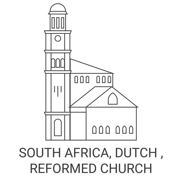South Africa Dutch Reformed Church Travel Landmark Line Vector Illustration — Stock Vector