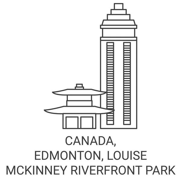 Καναδάς Έντμοντον Louise Mckinney Riverfront Park Ταξιδιωτικό Ορόσημο Γραμμή Διανυσματική — Διανυσματικό Αρχείο