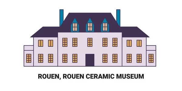 Francja Rouen Rouen Muzeum Ceramiki Podróż Punkt Orientacyjny Linii Wektor — Wektor stockowy