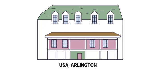 Usa Arlington Illustrazione Vettoriale Della Linea Guida Viaggio — Vettoriale Stock