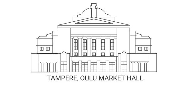 Finlande Tampere Oulu Market Hall Illustration Vectorielle Ligne Historique Voyage — Image vectorielle