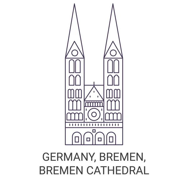 Allemagne Brême Cathédrale Brême Illustration Vectorielle Ligne Voyage Historique — Image vectorielle