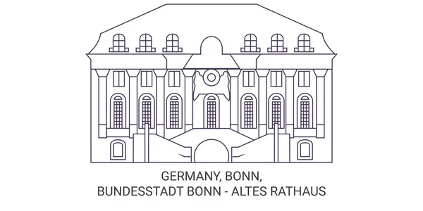 Jerman Bonn Bundesstadt Bonn Altes Rathaus Perjalanan Garis Vektor Ilustrasi - Stok Vektor