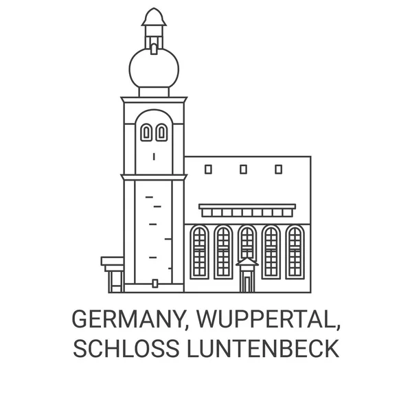 Tyskland Wuppertal Schloss Luntenbeck Resa Landmärke Linje Vektor Illustration — Stock vektor