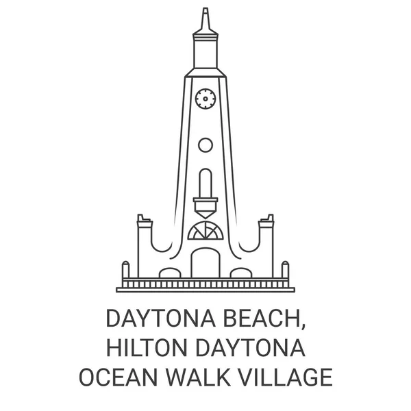Usa Daytona Sahili Hilton Daytona Plajı Okyanus Yürüyüşü Köyü Seyahat — Stok Vektör