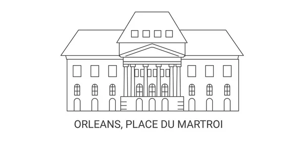 Perancis Orleans Place Martroi Ilustrasi Vektor Garis Markah Tanah Perjalanan Stok Vektor