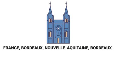 Fransa, Bordeaux, Nouvelleaquitaine, Bordeaux seyahat çizgisi vektör ilüstrasyonu