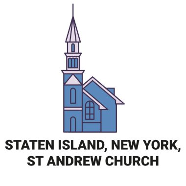 Amerika Birleşik Devletleri, Staten Adası, New York, St Andrew Kilisesi seyahat çizgisi çizimi
