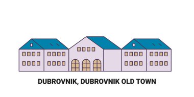 Hırvatistan, Dubrovnik, Dubrovnik Eski Kenti, tarihi eser çizgisi illüstrasyonu