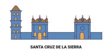 Bolivya, Santa Cruz De La Sierra seyahat çizgisi vektör çizimi