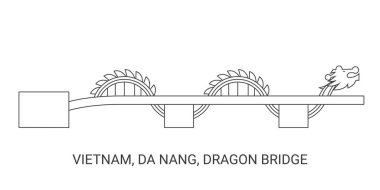 Vietnam, Da Nang, Ejderha Köprüsü, seyahat çizgisi çizelgesi çizimi