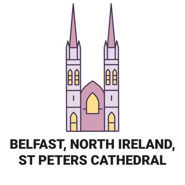 İrlanda, Belfast, St Peters Katedrali seyahat çizgisi vektör ilüstrasyonu