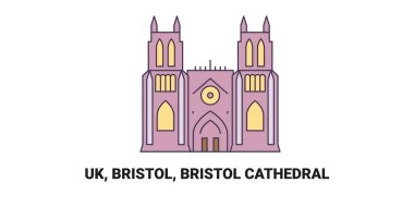 İngiltere, Bristol, Bristol Katedrali, seyahat çizgisi vektör ilüstrasyonu
