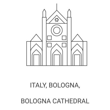 İtalya, Bologna, Bologna Katedrali tarihi eser çizgisi çizimi