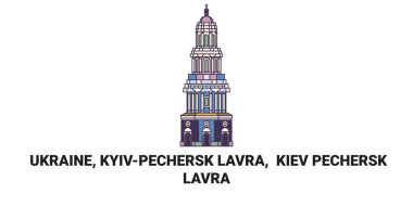 Ukrayna, Kiev, Kyivpechersk Lavra seyahat çizgisi çizelgesi çizimi