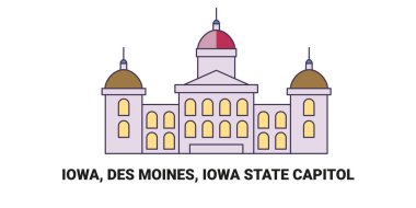 ABD, Iowa, Des Moines, Iowa State Capitol, seyahat çizgisi çizimi