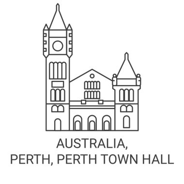 Avustralya, Perth, Perth Town Hall seyahat çizgisi vektör ilüstrasyonu