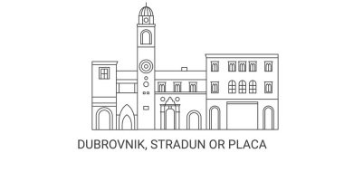 Croaita, Dubrovnik, Stradun veya Placa, seyahat çizgisi çizelgesi çizimi