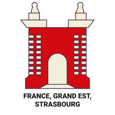 Fransa, Grand Est, Strasbourg seyahat çizgisi vektör ilüstrasyonu
