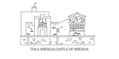 İtalya, Brescia, Brescia Kalesi, seyahat çizgisi vektör ilüstrasyonu