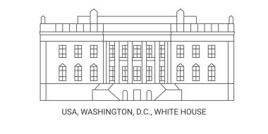Usa, Washington, D.C., Beyaz Saray, seyahat çizgisi vektör ilüstrasyonu