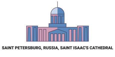 Rusya, Saint Petersburg, Saint Isaacs Katedrali, seyahat çizgisi çizimi