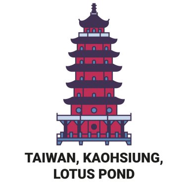 Tayvan, Kaohsiung, Lotus Göleti seyahat çizgisi çizelgesi çizimi