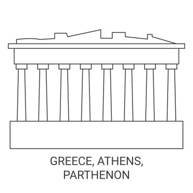 Yunanistan, Atina ve Parthenon seyahat tarihi çizgisi çizimi