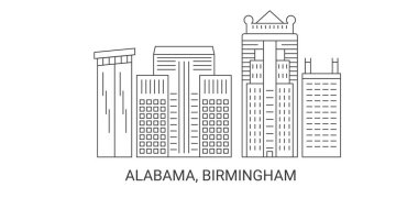 Birleşik Devletler, Alabama, Birmingham seyahat çizgisi vektör ilüstrasyonu