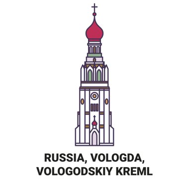 Rusya, Vologda, Vologodskiy Kreml seyahat çizgisi çizgisi çizimi