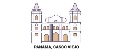 Panama, Casco Viejo, seyahat çizgisi vektör ilüstrasyonuName