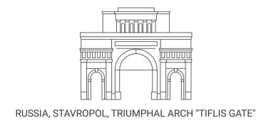 Rusya, Stavropol, Triumphal Arch Tiflis Kapısı, seyahat çizgisi vektör çizimi