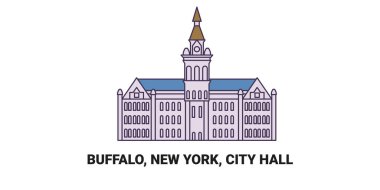 Birleşik Devletler, Buffalo, New York, Belediye Binası seyahat çizgisi vektör ilüstrasyonu