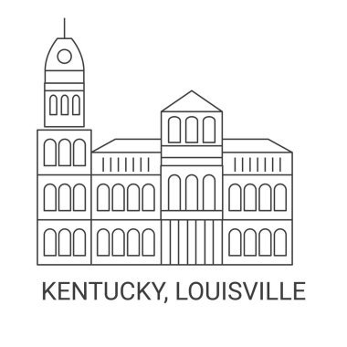 Amerika Birleşik Devletleri, Kentucky, Louisville seyahat çizgisi vektör ilüstrasyonu