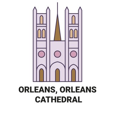 Fransa, Orleans, Orleans Katedrali seyahat çizgisi vektör illüstrasyonu