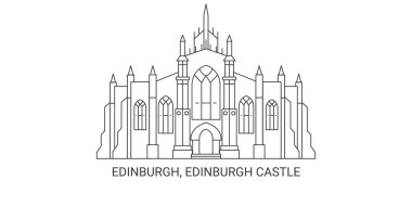Uk, Edinburgh, Edinburgh Şatosu, seyahat çizgisi vektör ilüstrasyonu