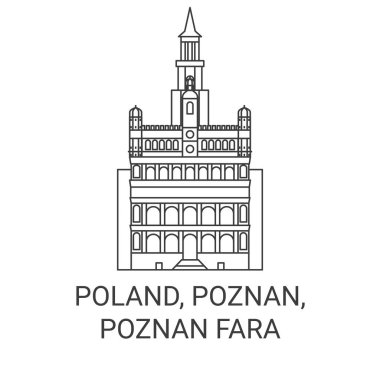 Polonya, Poznan, Poznan Fara seyahat çizgisi vektör ilüstrasyonu