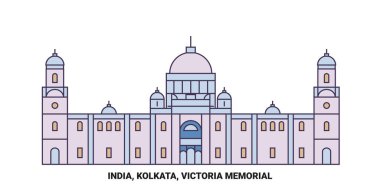 Hindistan, Kolkata, Victoria Memorial seyahat sınır çizgisi vektör çizimi