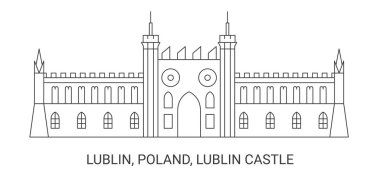 Polonya, Lublin, Lublin Şatosu, seyahat çizgisi vektör ilüstrasyonu
