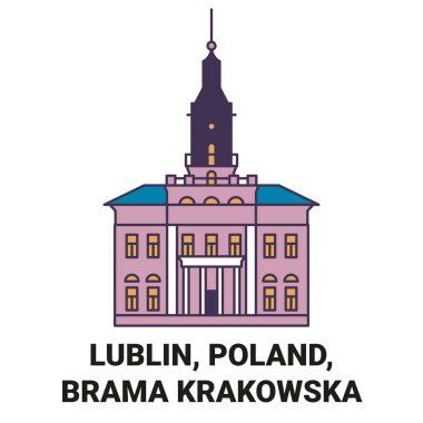 Polonya, Lublin, Brama Krakowska seyahat çizgisi çizimi